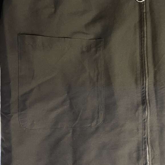 UNISEX Drop Shoulder Dual Pocket Black Overcoat - Picture 10 of 11